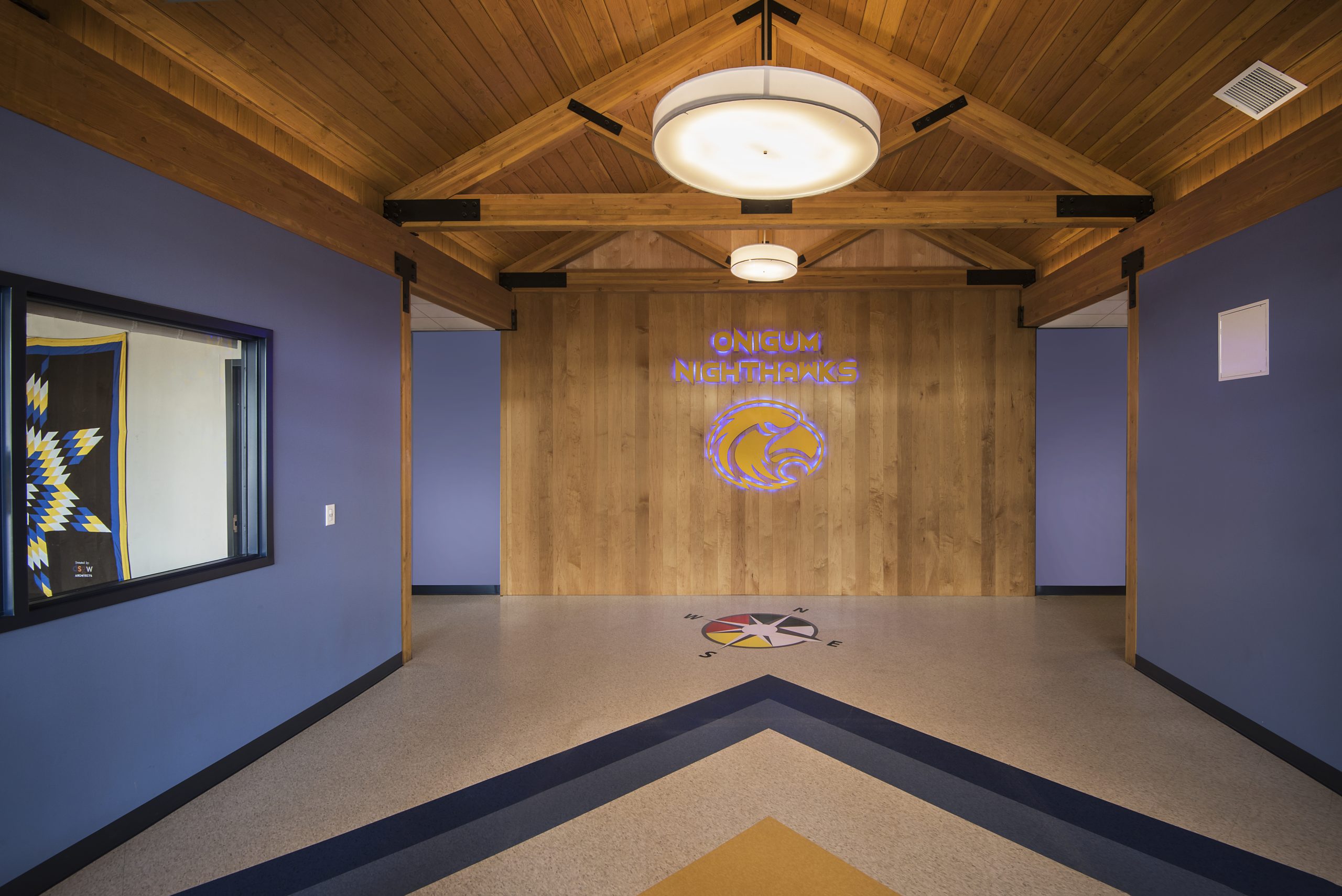 The VCT was installed in a pattern, adding interest to the flooring.
