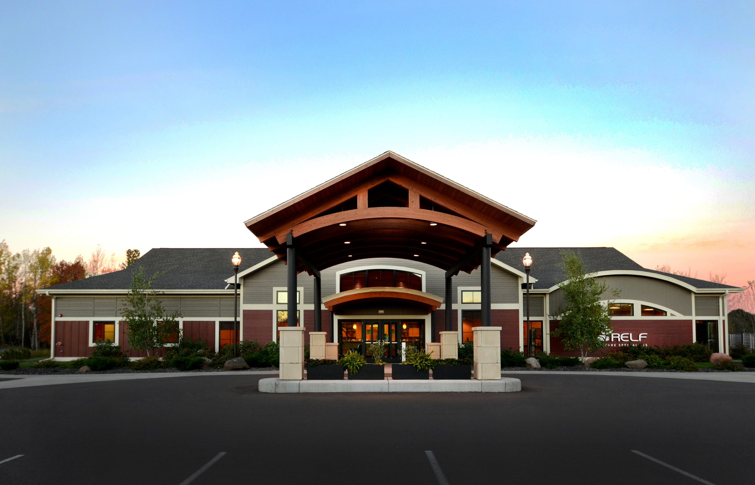 The eyebrow windows and canopy shape create a subtle hint of the services provided by Dr. Relf.