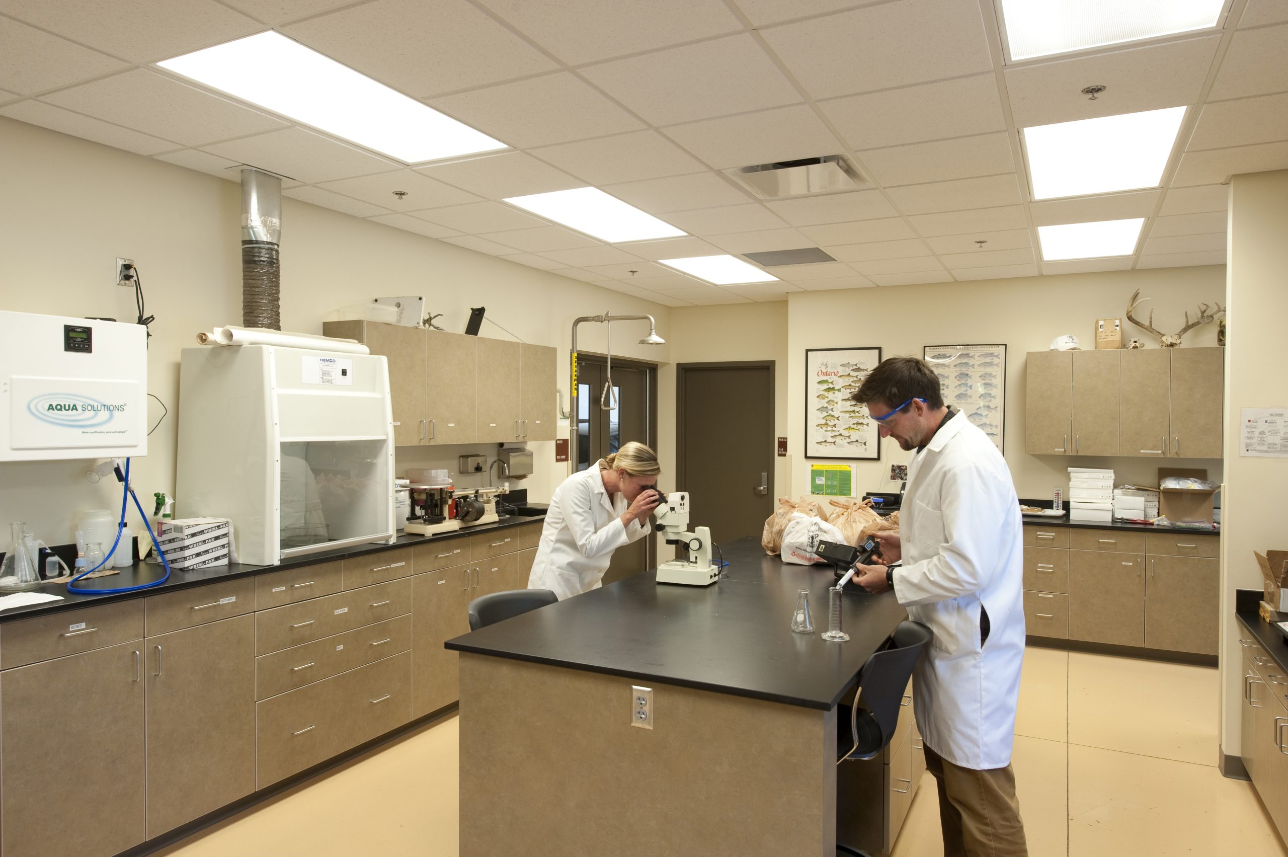 The artifact lab provides a space for archival work to support the small museum operation.